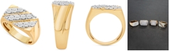 Macy's Men's Diamond Diagonal Cluster Ring (1/4 ct. t.w.) in 14k Gold-Plated Sterling Silver